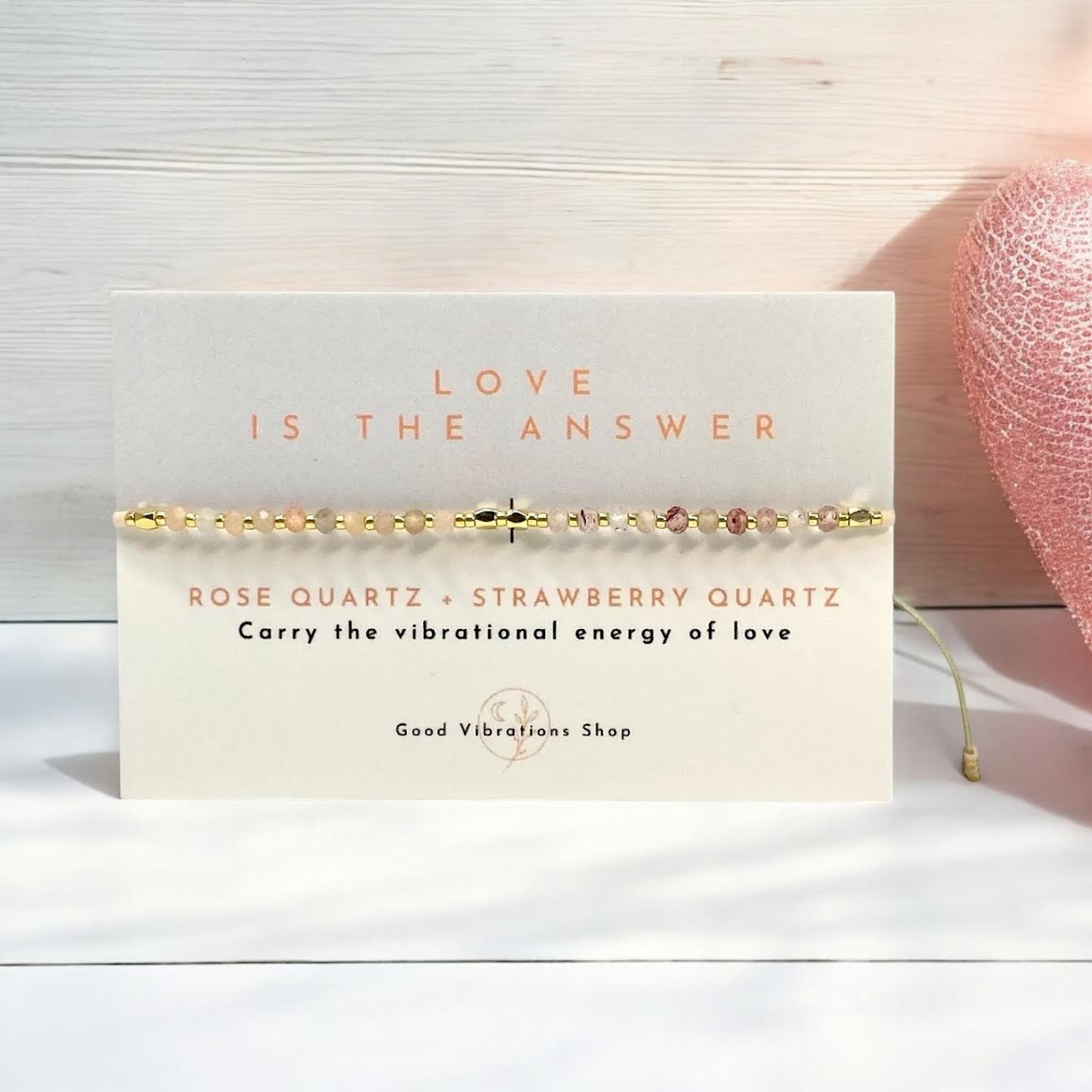 LOVE IS THE ANSWER  Gemstone Intension Bracelet  Good Vibrations Shop