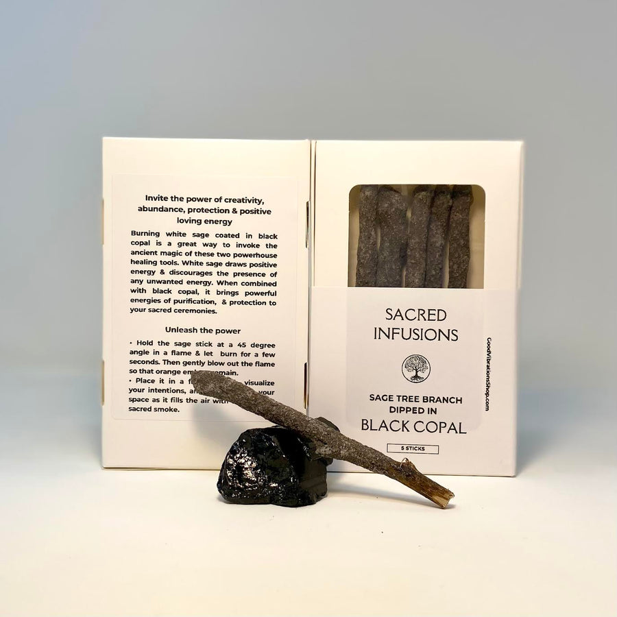 Sacred Infusions⎮Sage Branch dipped in Black Copal