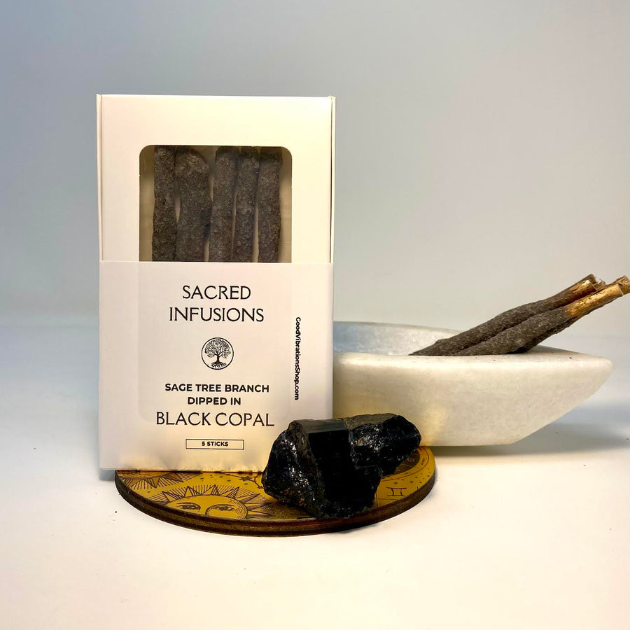 Sacred Infusions⎮Sage Branch dipped in Black Copal