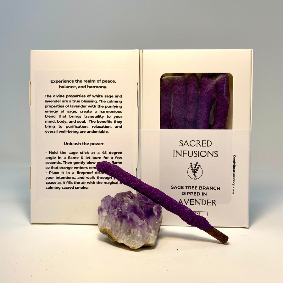 Sacred Infusions⎮Sage Branch dipped in Lavender