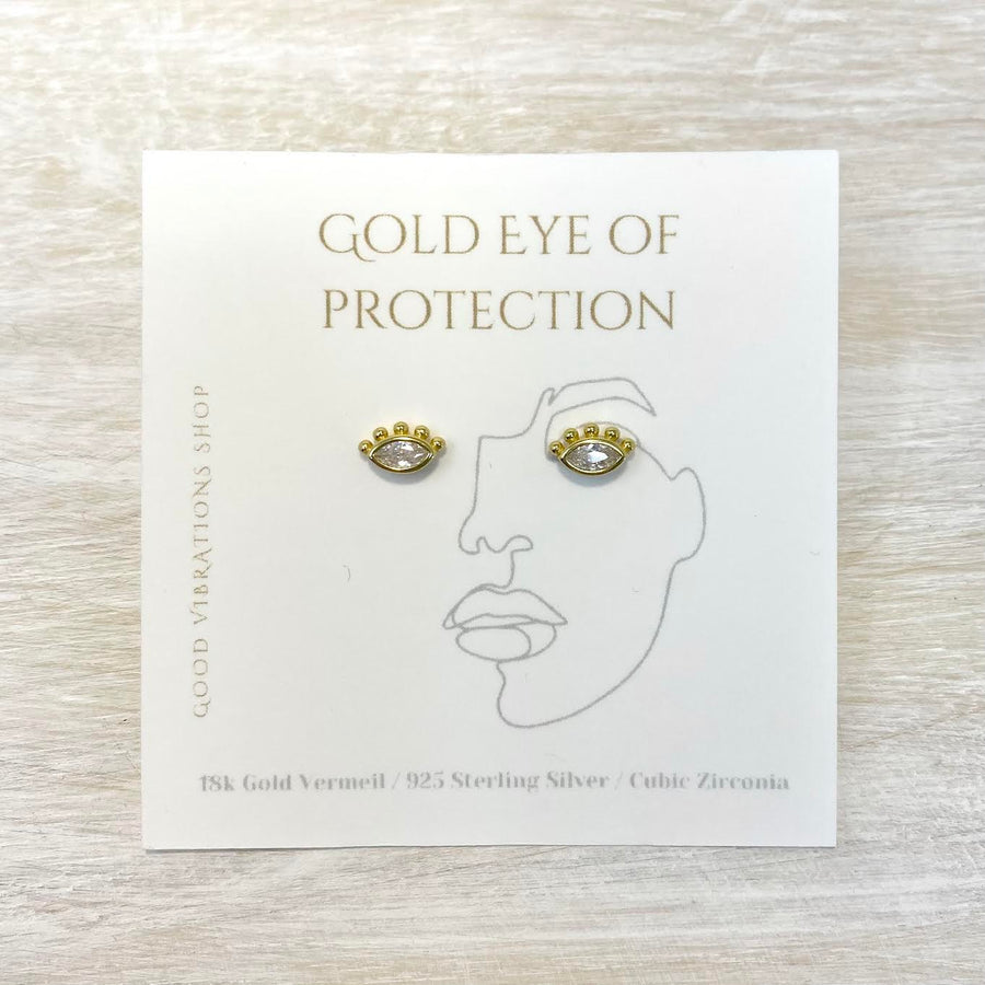 Gold Eye of Protection ⎮ 18K Gold Vermeil Stud Earrings