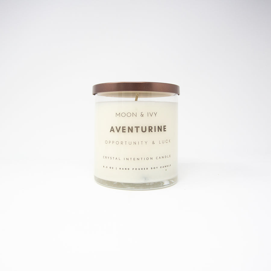 Aventurine Crystal Intention Candle  | Opportunity & Luck
