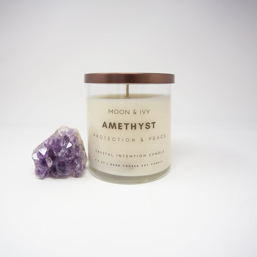 Amethyst Crystal Intention Candle | Healing & Spiritual Growth