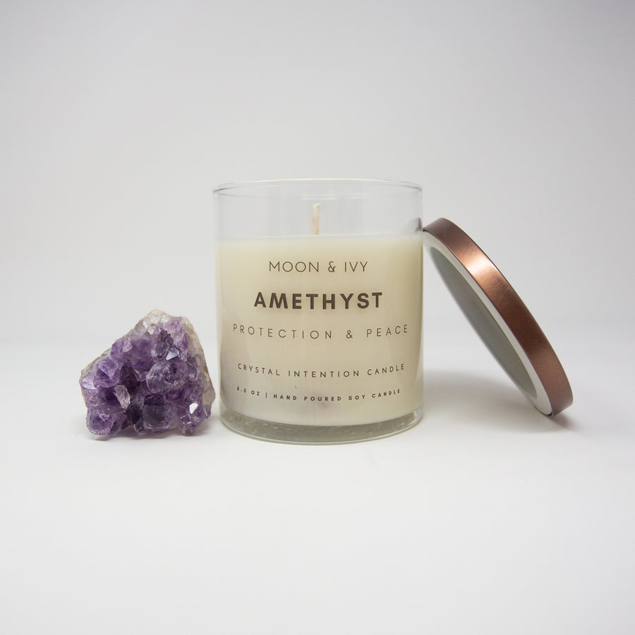 Amethyst Crystal Intention Candle | Healing & Spiritual Growth