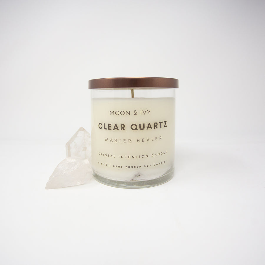 Clear Quartz Intention Candle | Master Healer Stone