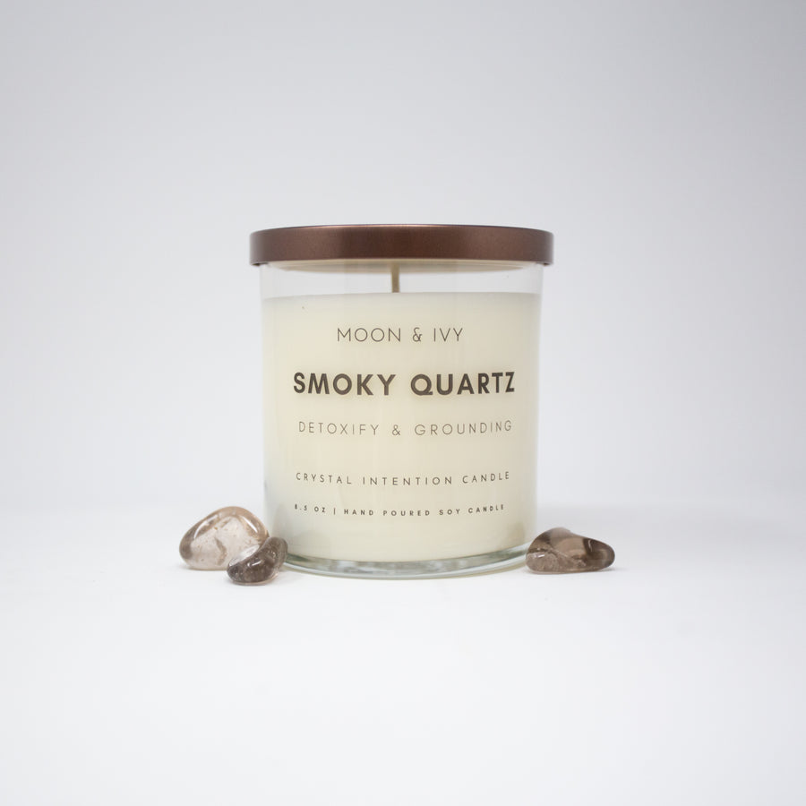 Smokey Quartz Crystal Candle | Ground & Detoxify