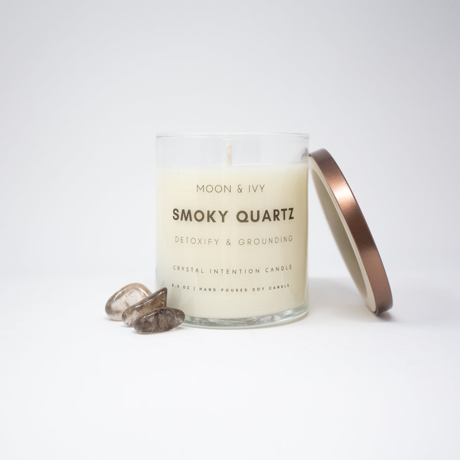 Smokey Quartz Crystal Candle | Ground & Detoxify