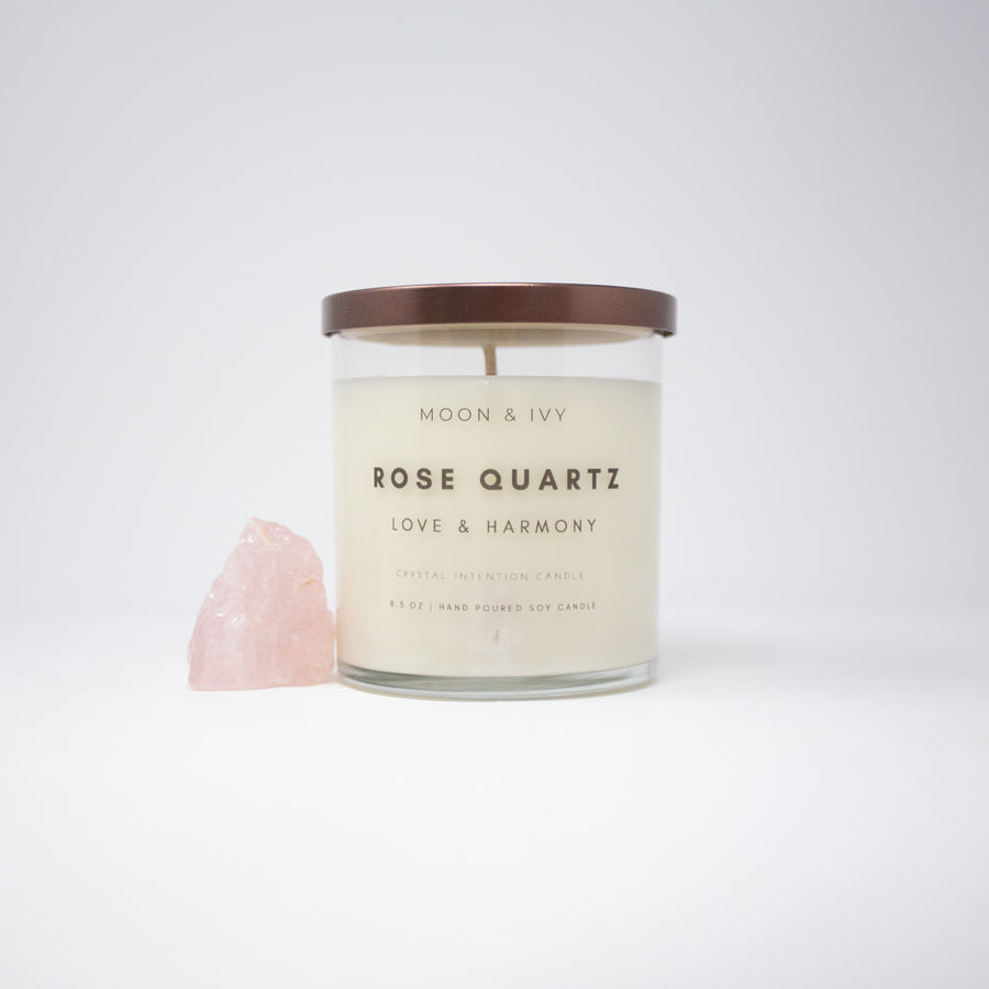 Rose Quartz Crystal Intention Candle | Love & Harmony