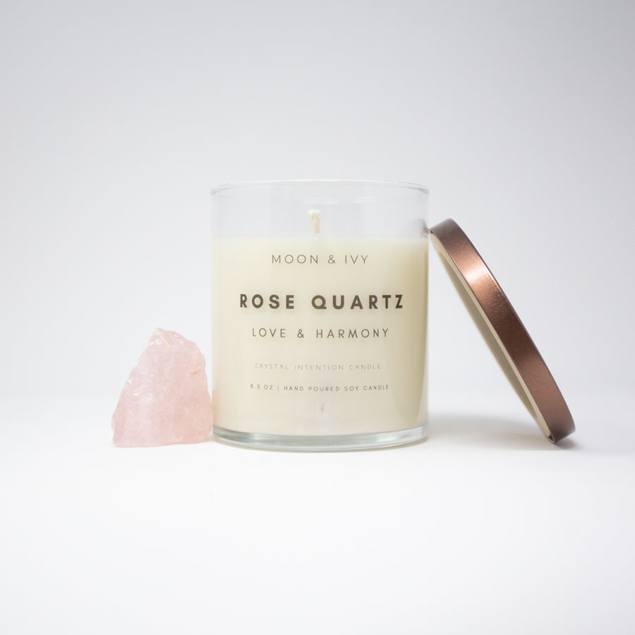 Rose Quartz Crystal Intention Candle | Love & Harmony